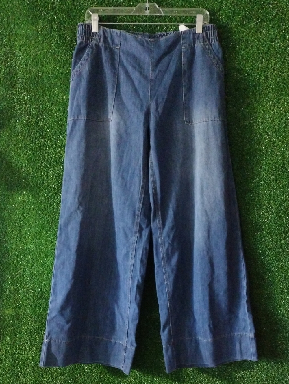 Women's Wide Leg Denim Jeans - Blue